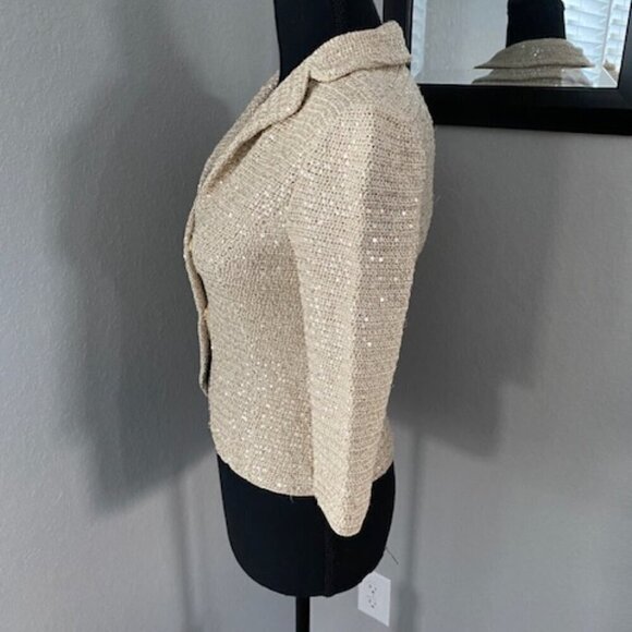 NWT Elie Tahari Reva Gold Sequin Sparkly Jacket Blazer XS - Picture 7 of 15